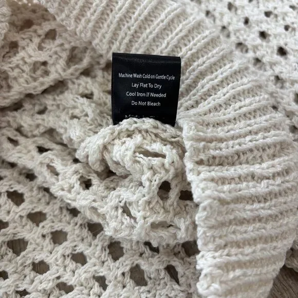 Pol Womens Crochet Open Knit Sweater Size M Rainbow Beachy Boho Travel Vacation - Picture 10 of 13